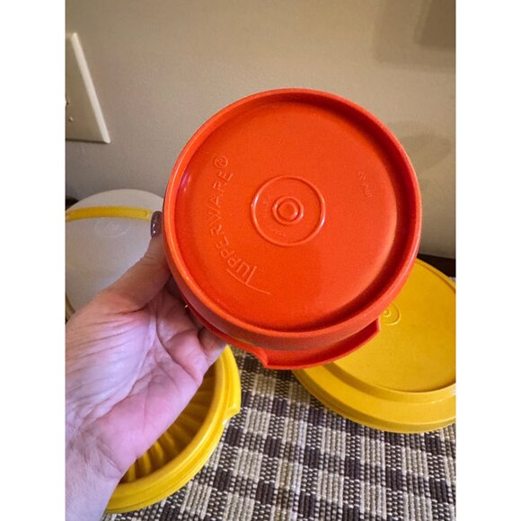 Vintage Tupperware Storage Lot Containers with Lids Yellow & Orange Bowls w lid - Picture 6 of 16